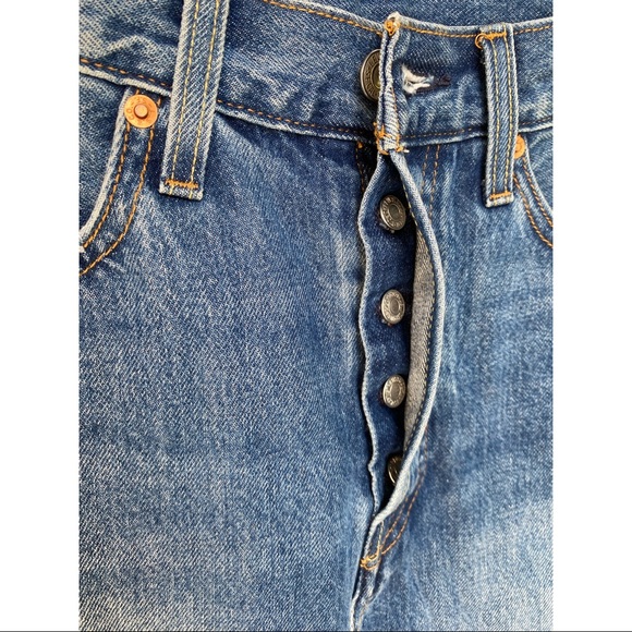 LEVI’S raw hem denim button fly mini skirt - Picture 2 of 7